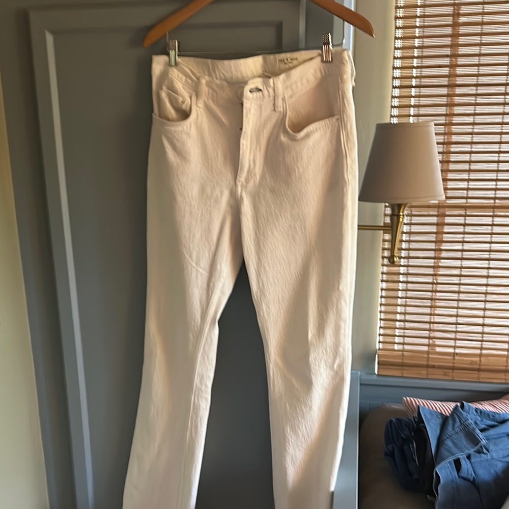 rag & bone Cream Boot Cut Jeans